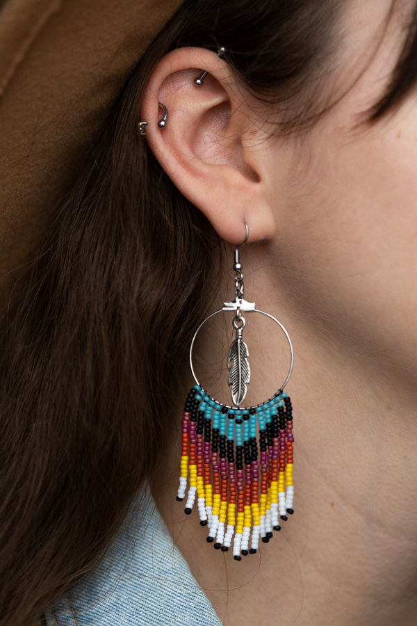Boucles d'oreilles à frange amérindiennes en perles Miyuki Navajo