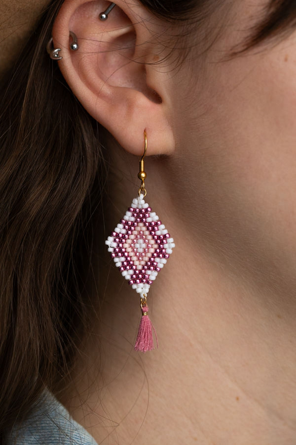 Boucles d'oreilles amérindienne en perles miyuki Chumani
