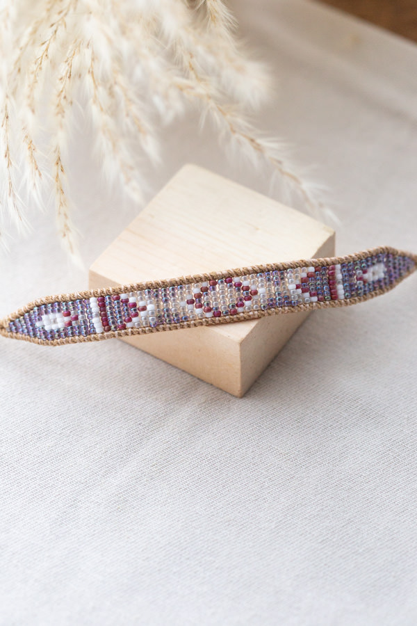 Bracelet wrap tisse en perles miyuki et motifs amerindiens Mansi