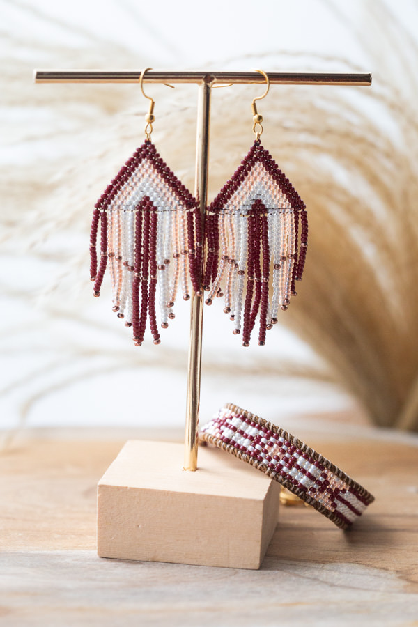 Bracelet et boucles d'oreilles amérindiennes assorties en perles miyuki Hakan