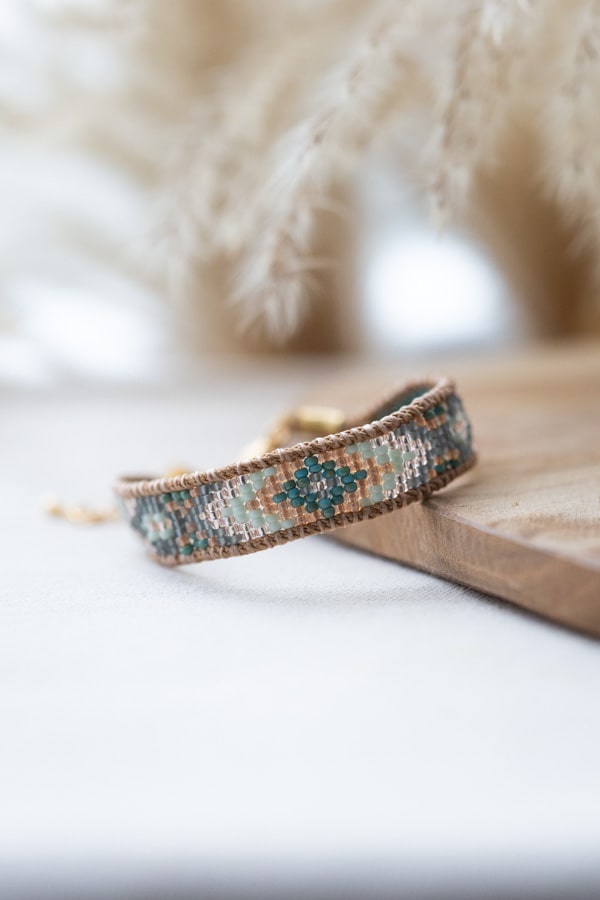 bracelet wrap tissé en perles miyuki inspiré des cactus de l'arizona