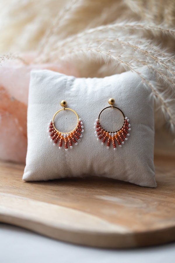 Boucles d'oreilles solaires en perles miyuki, légères, délicates et uniques