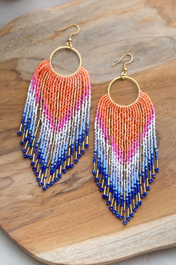 Boucles d'oreilles à franges colorées