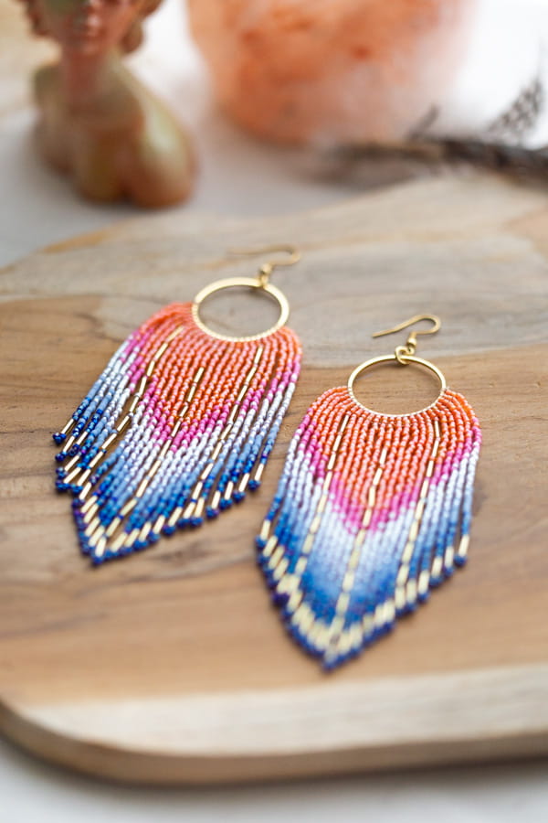 Boucles d'oreilles à franges colorées